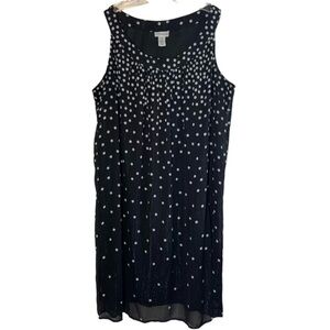 Catherines Black & White Polka Dot Fit & Flare Sleeveless Dress, [Sz 2X, 22/24W]